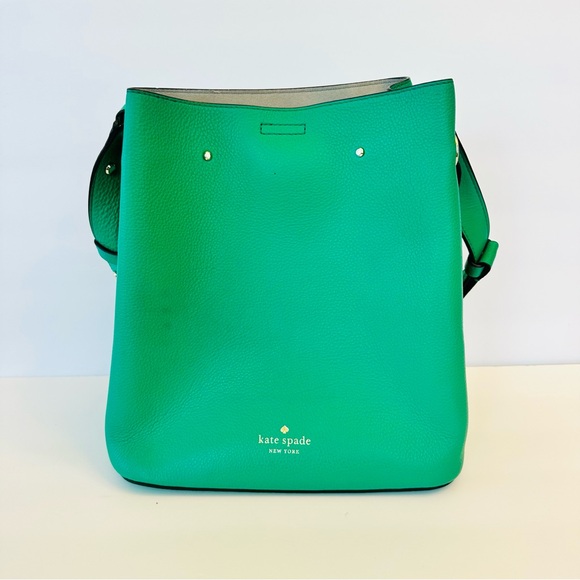 Kate Spade Marti leather large bucket bag in Kelly green / snow pea - Picture 5 of 15